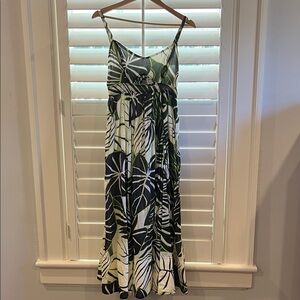 Joie Green and Black Leaf Print Maxi Dress